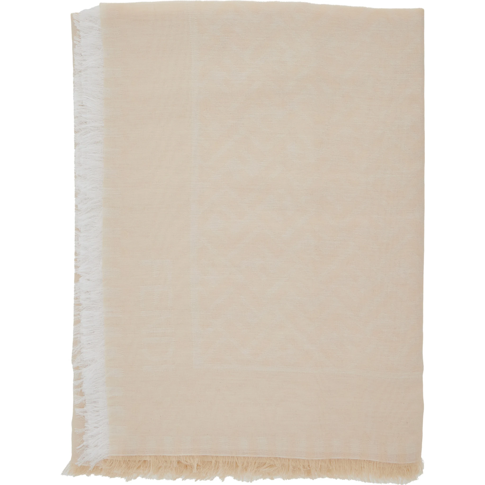 Beige Rectangular Scarf with All-Over Motif and Frayed Hem in Fabric Woman