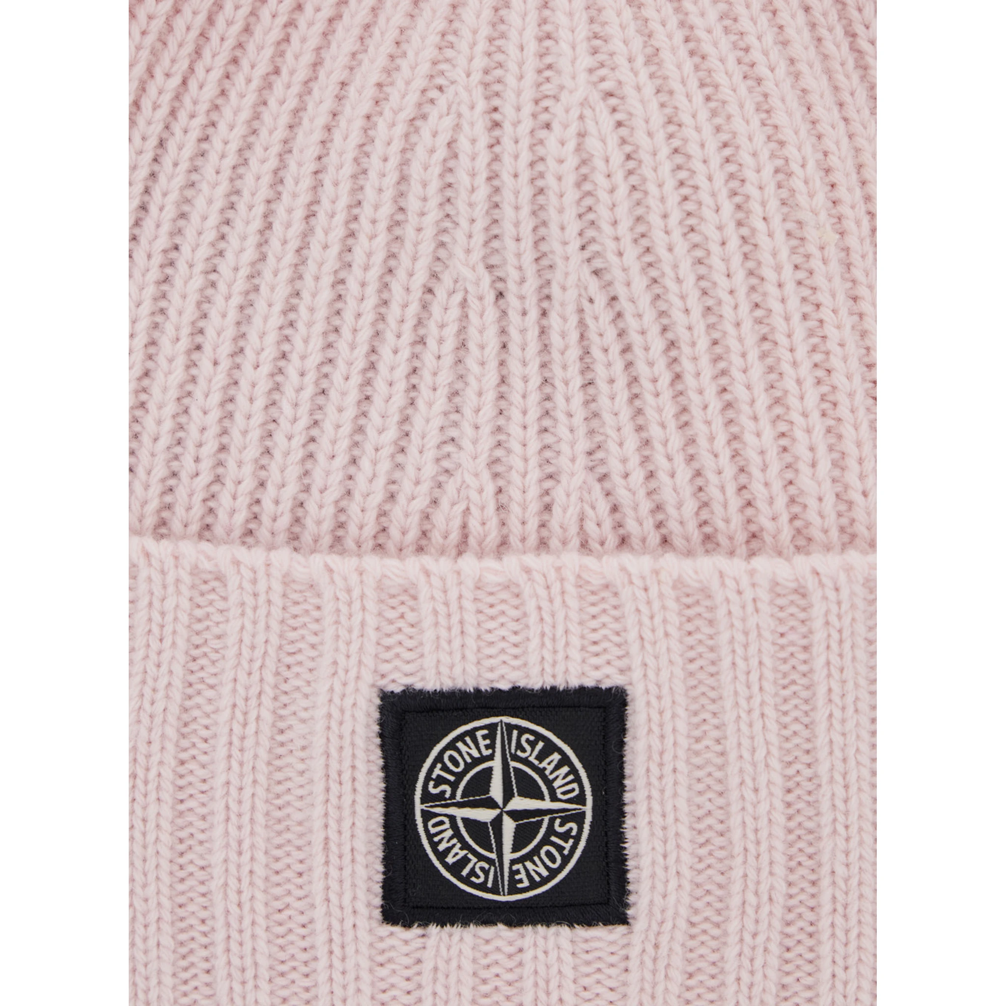Pink Beanie with Logo Patch on the Front and Turn-Up Brim in Wool and Cashmere Blend Boy