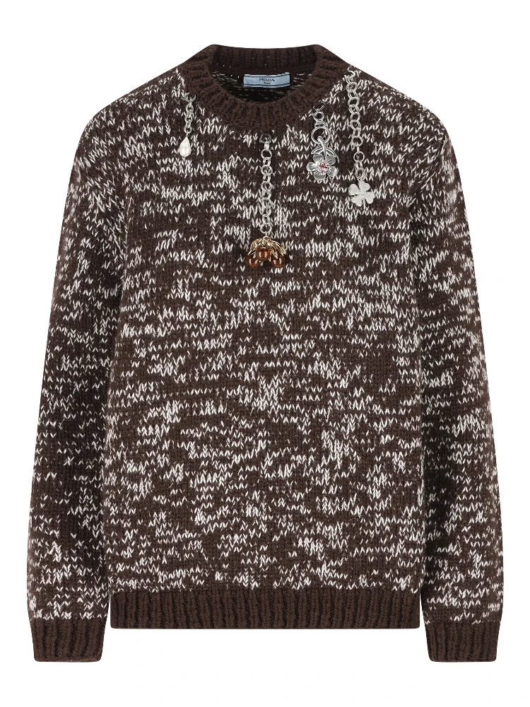 Oversized Wool Sweater Featuring Embellishments