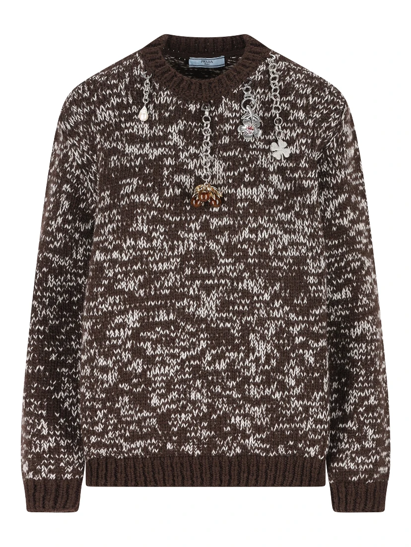 Oversized Wool Sweater Featuring Embellishments