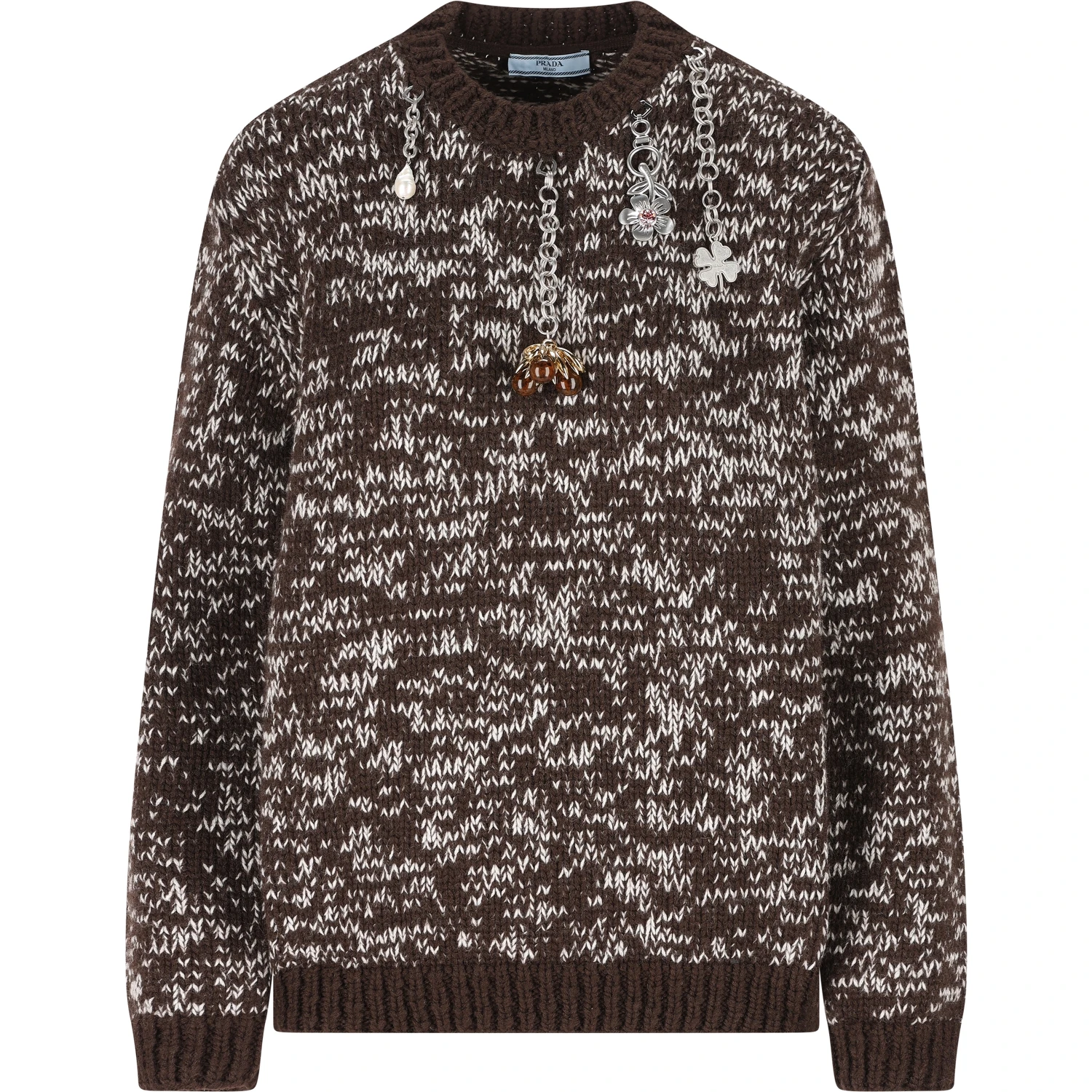 Oversized Wool Sweater Featuring Embellishments
