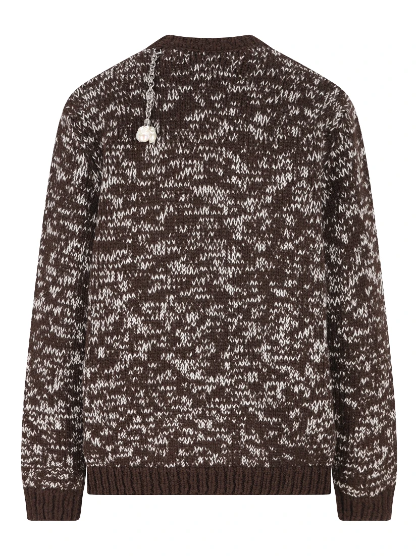 Oversized Wool Sweater Featuring Embellishments