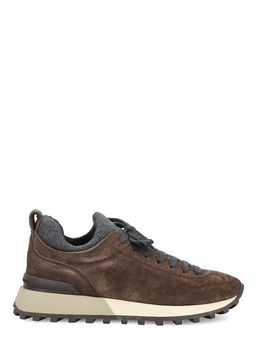 Suede lace-up sneakers