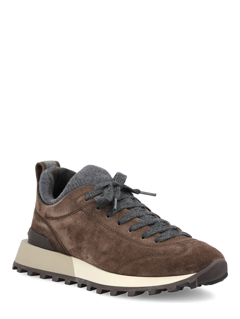 Suede lace-up sneakers