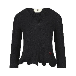 تيشيرت بياقة على شكل حرف V مصنوع من الصوف البكر