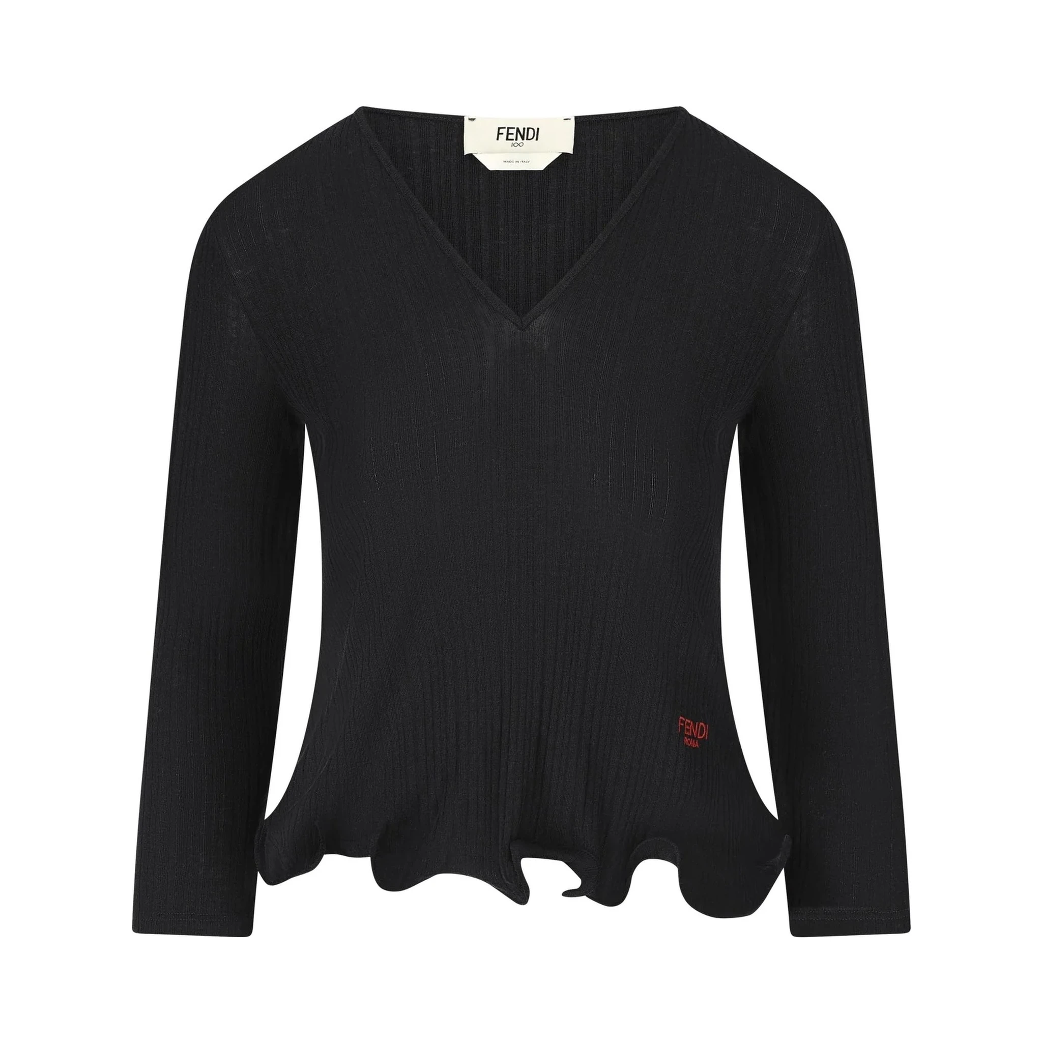 V-neck t-shirt in virgin wool