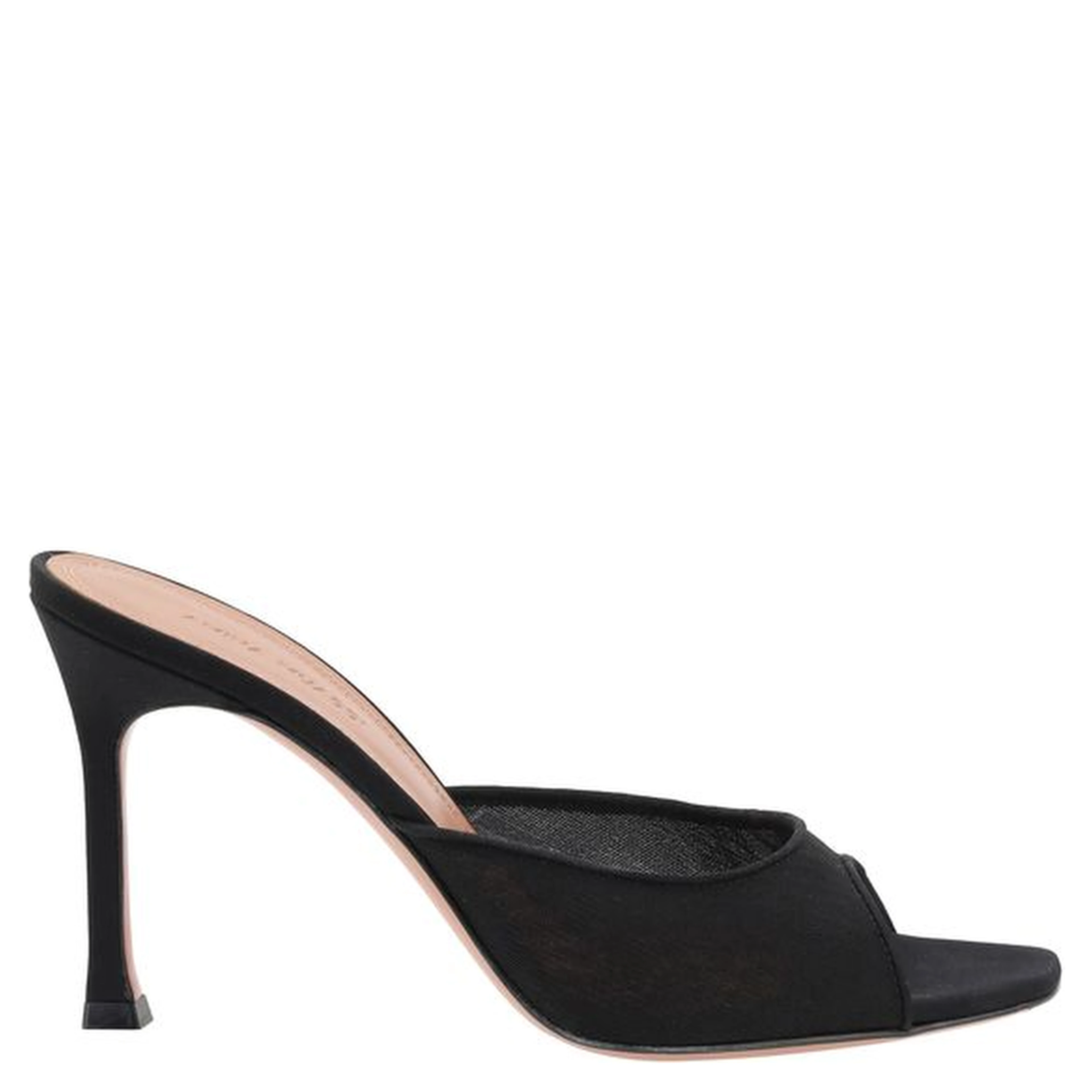 Black Fabric Stiletto Heel Sandals