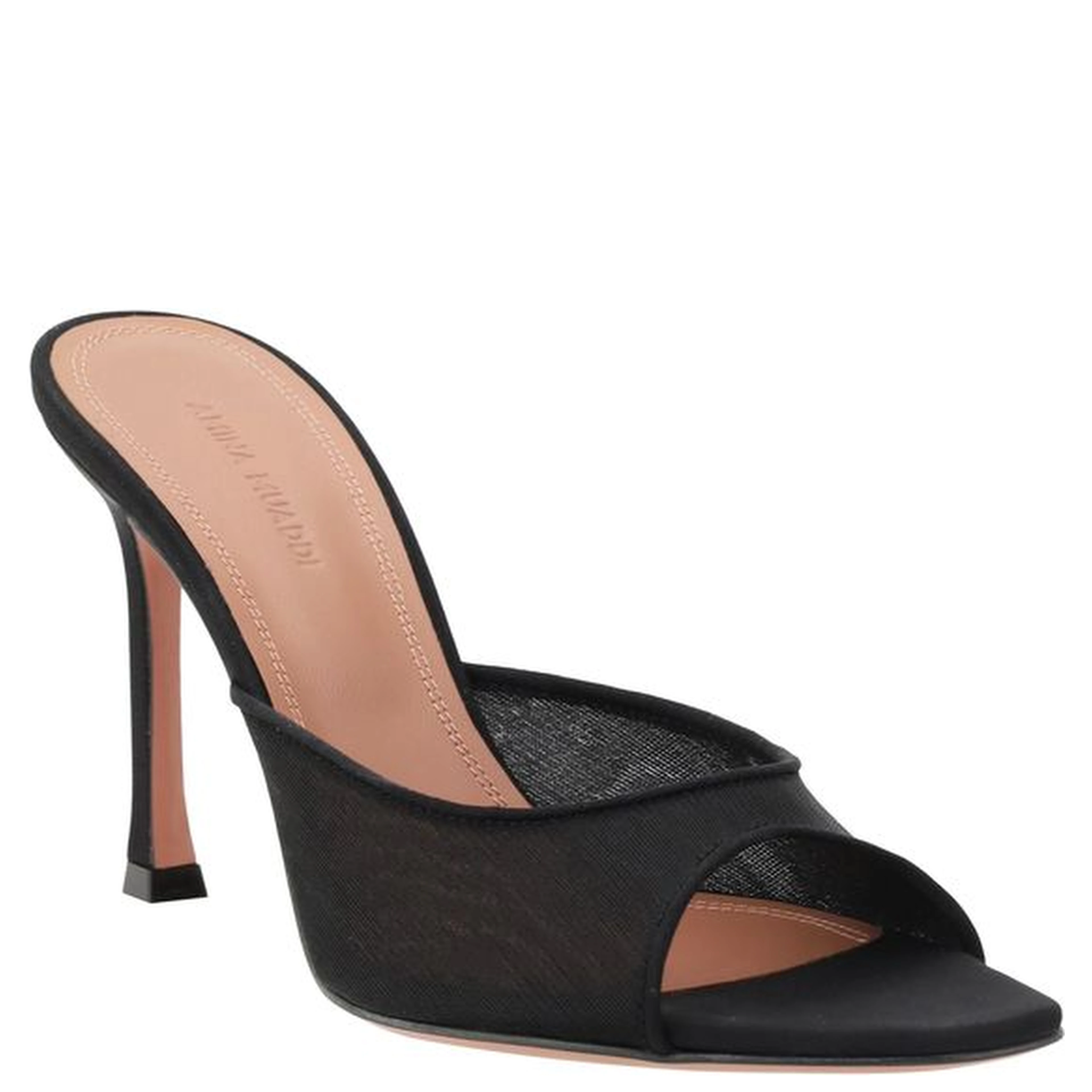 Black Fabric Stiletto Heel Sandals