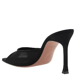 Black Fabric Stiletto Heel Sandals