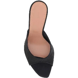 Black Fabric Stiletto Heel Sandals
