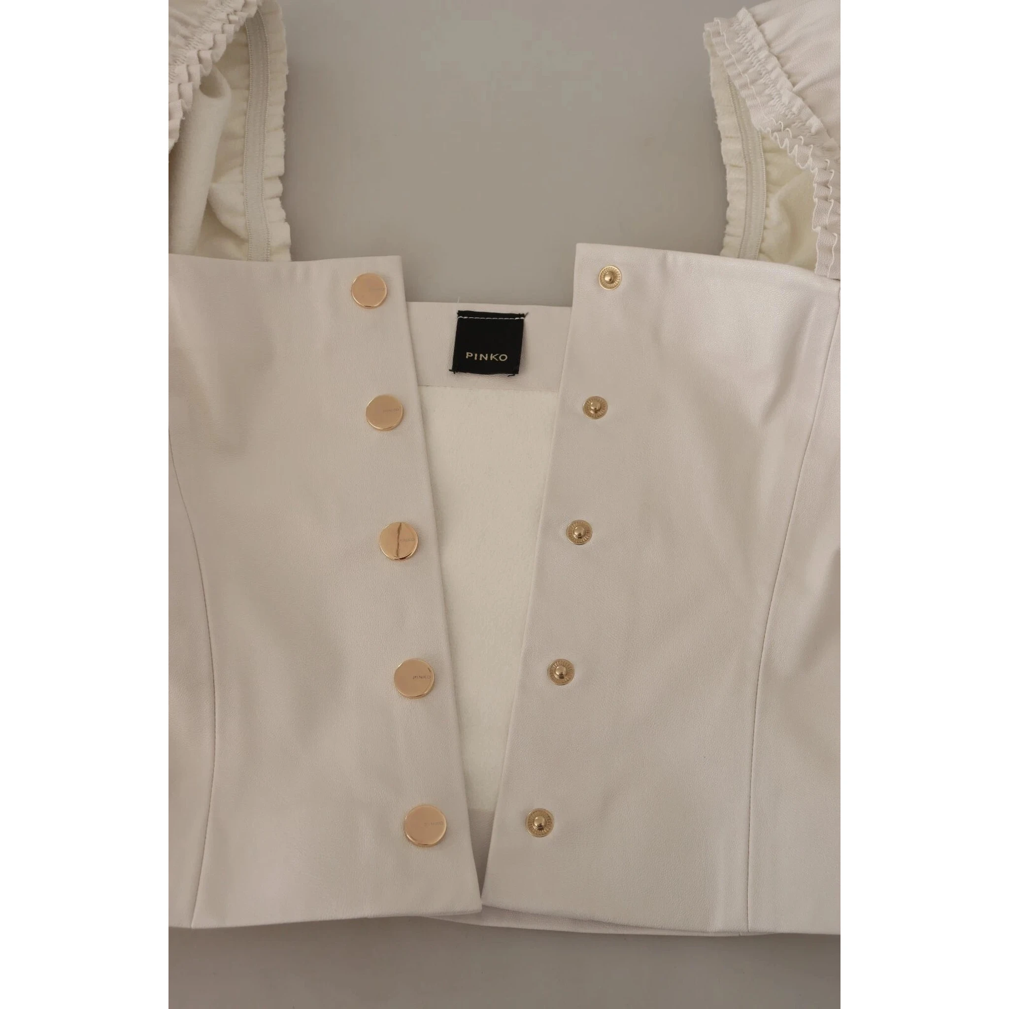 White Square Neck Button Down Crop Blouse