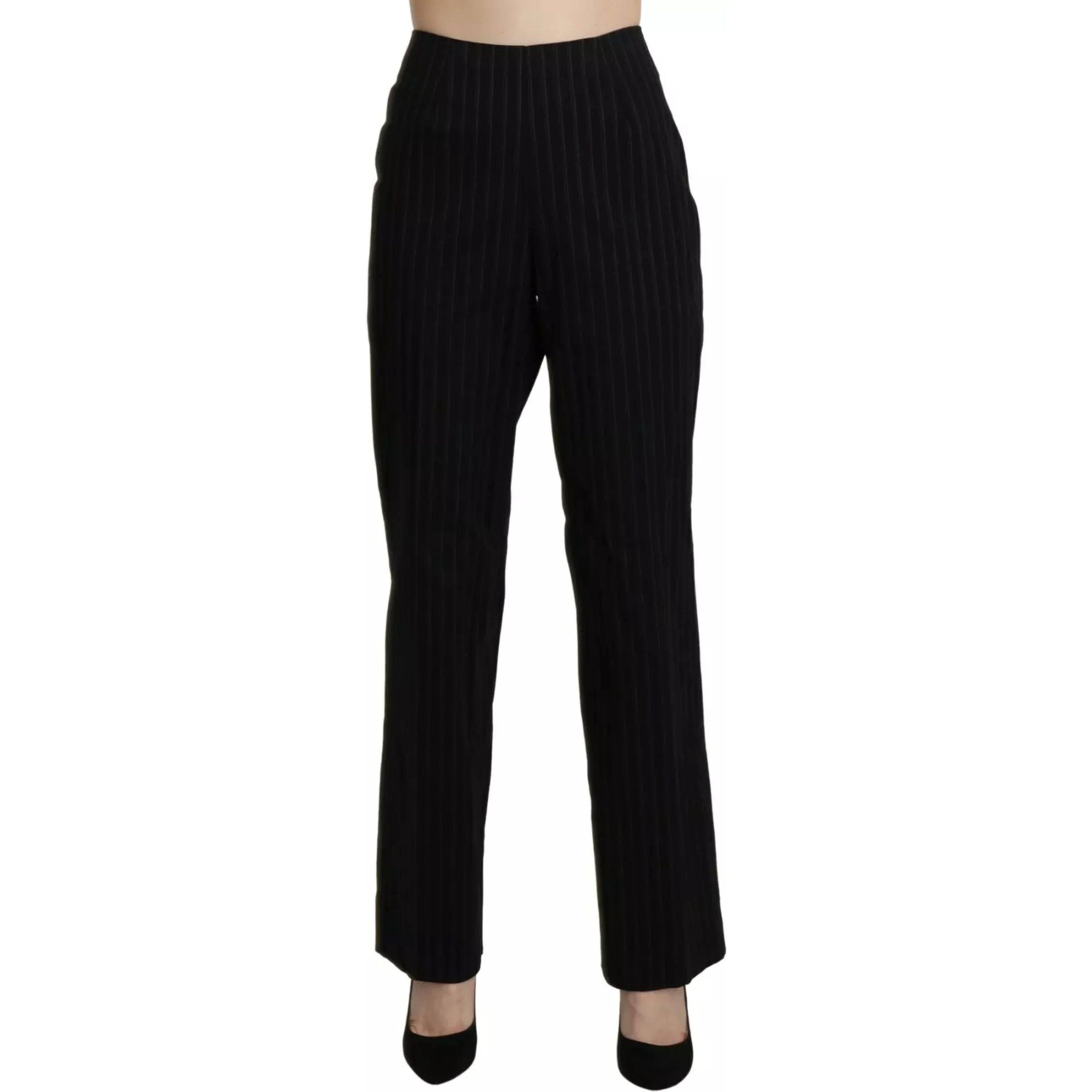 Black High Waist Straight Dress Trouser Pants