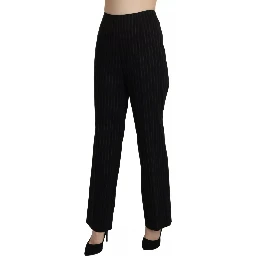 Black High Waist Straight Dress Trouser Pants