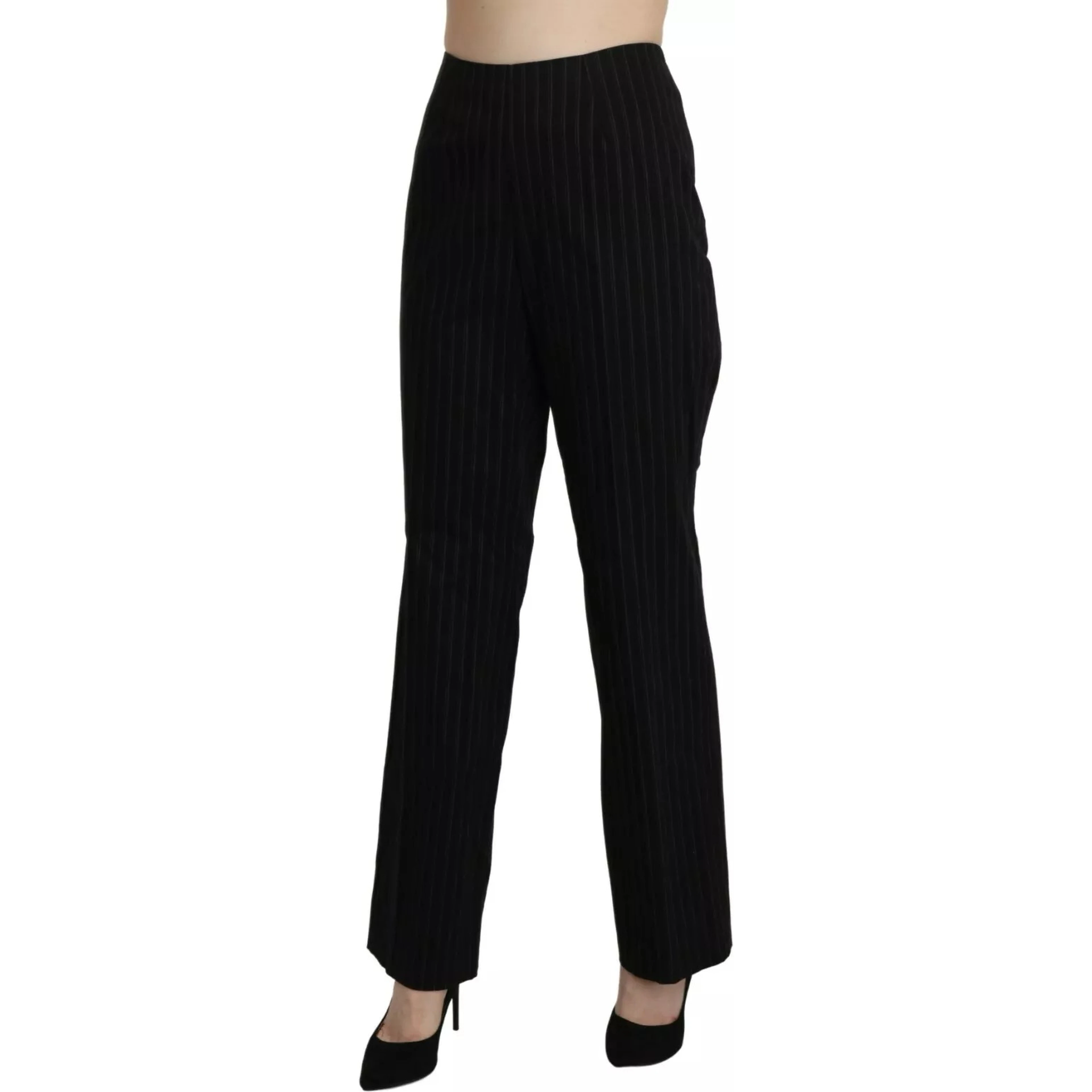 Black High Waist Straight Dress Trouser Pants