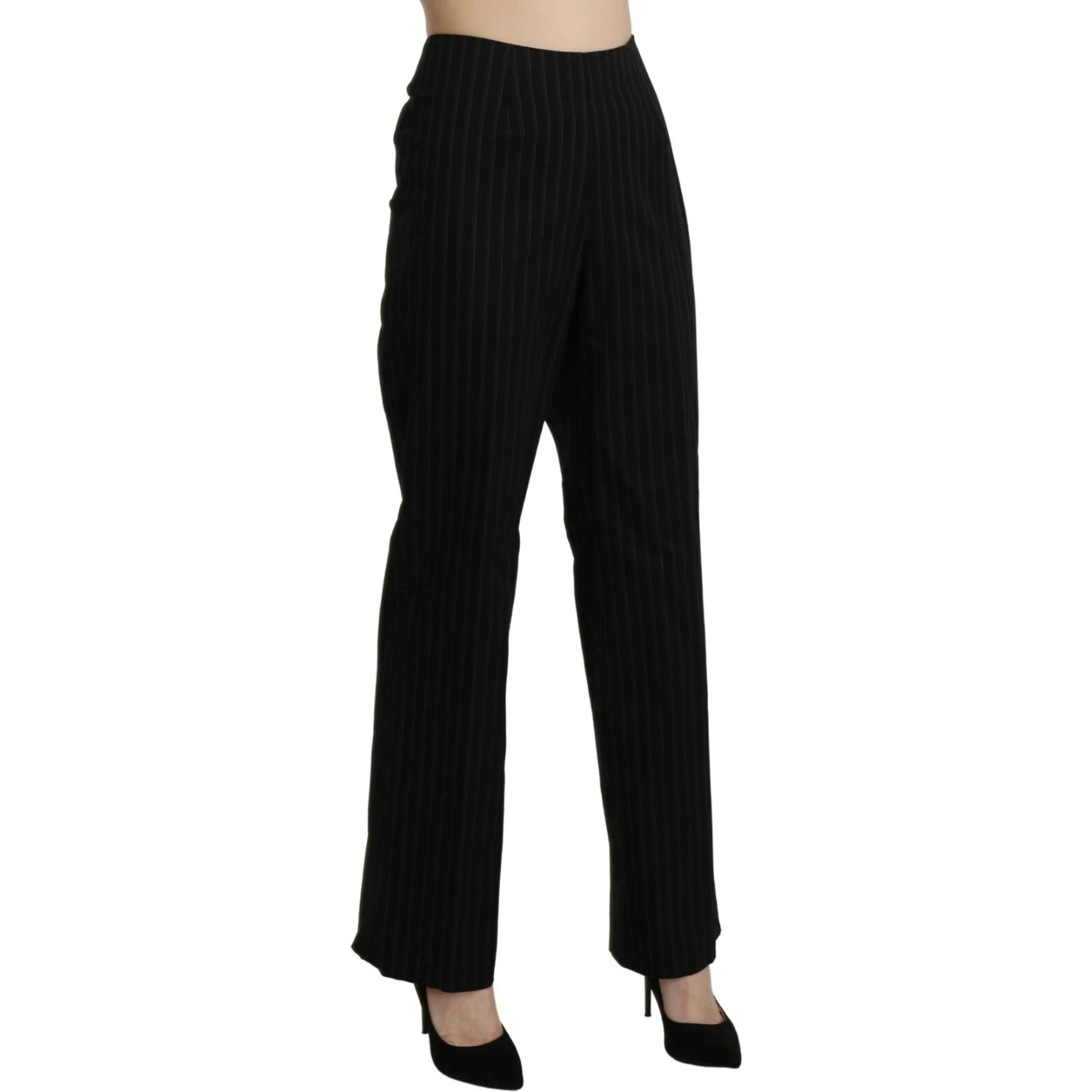 Black High Waist Straight Dress Trouser Pants