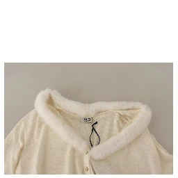White Viscose Long Sleeves Fur Shearling Blouse