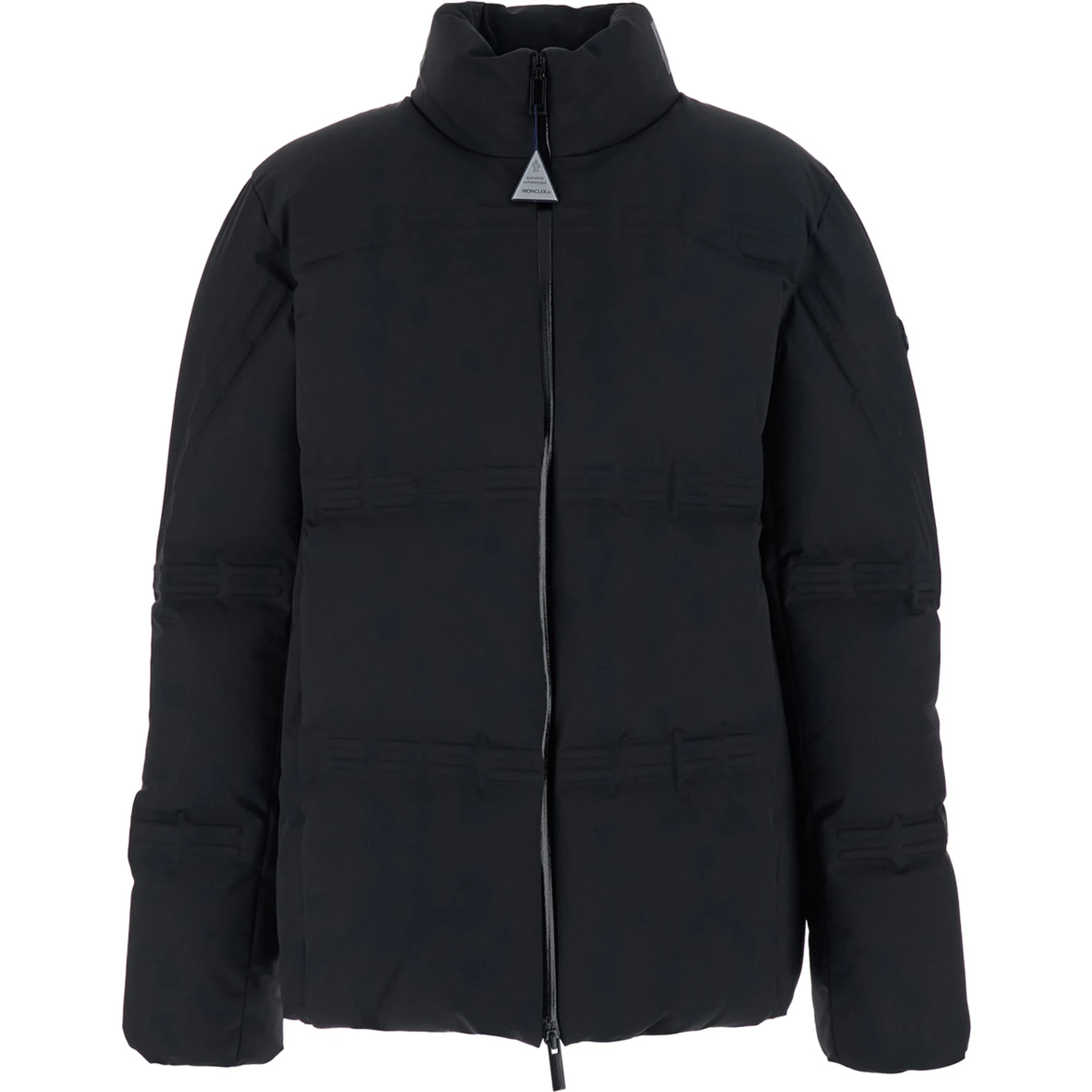 Rally Black Down Jacket with Slogan Print on the Collar and Logo Patch on the Sleeve in Tech Fabric Stretch Man