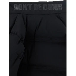 Rally Black Down Jacket with Slogan Print on the Collar and Logo Patch on the Sleeve in Tech Fabric Stretch Man