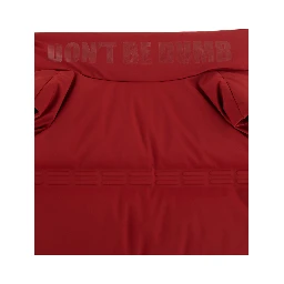 Sparky Red Sleeveless Down Jacket with Slogan Print on the Collar and Logo Patch on the Front in Tech Fabric Stretch Man