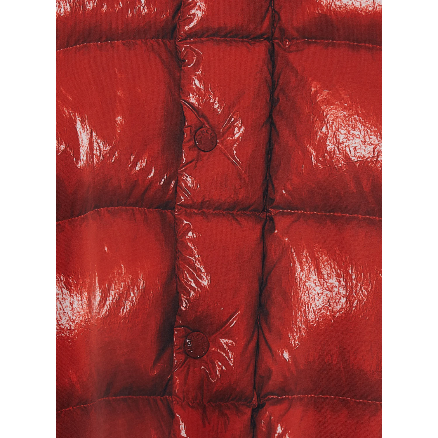 Red Crewneck T-Shirt with Quilted Effect Graphic Print on the Front and Logo Lettering on the Rear in Cotton Man