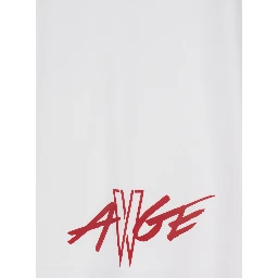 Red Crewneck T-Shirt with Quilted Effect Graphic Print on the Front and Logo Lettering on the Rear in Cotton Man