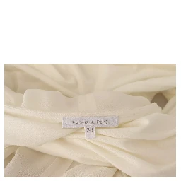 Off White Silk Long Sleeves Deep Vneck Top