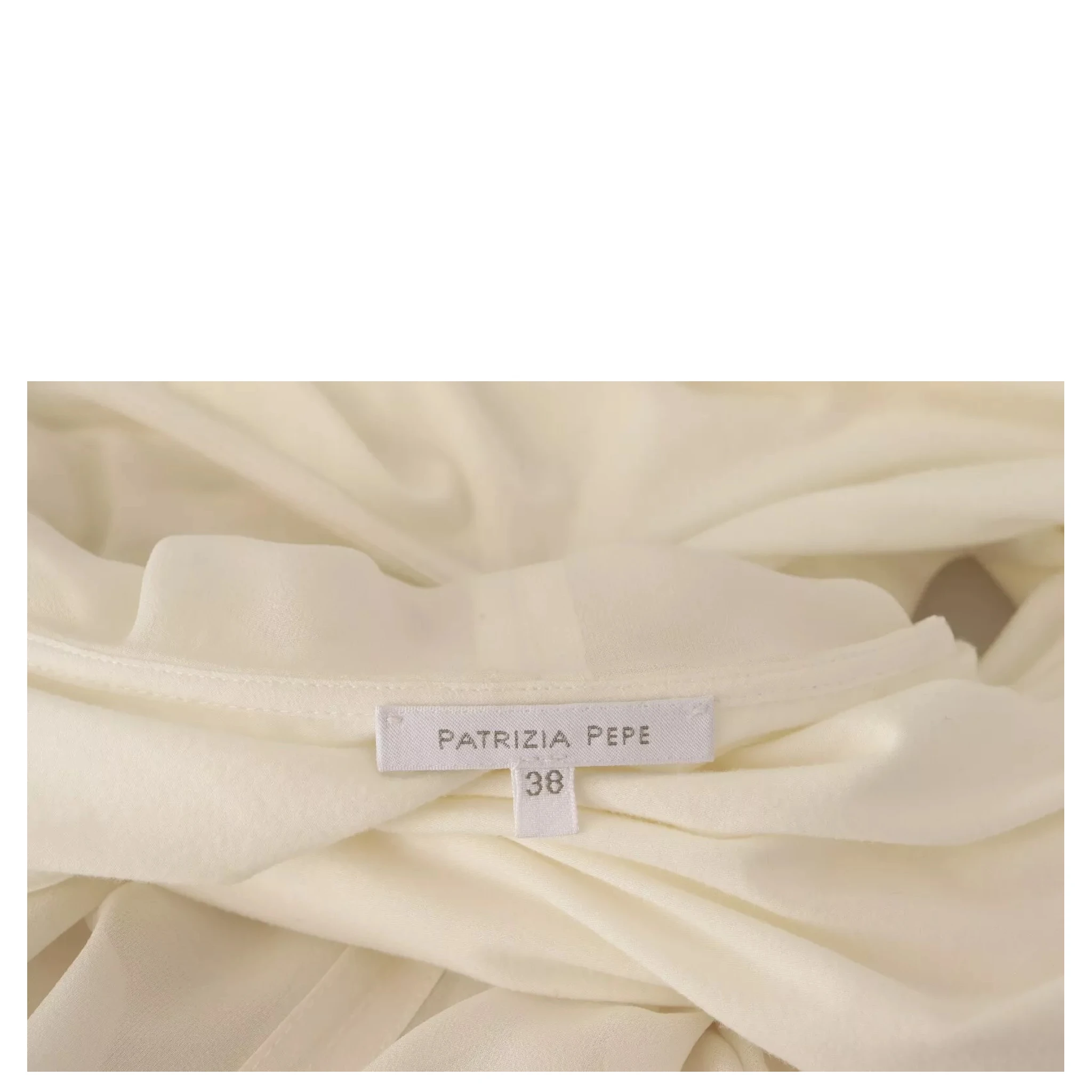 Off White Silk Long Sleeves Deep Vneck Top