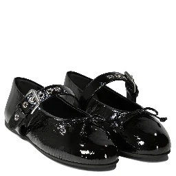 أحذية باليه جلدية مسطحة