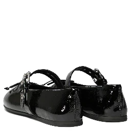 أحذية باليه جلدية مسطحة