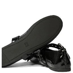 أحذية باليه جلدية مسطحة