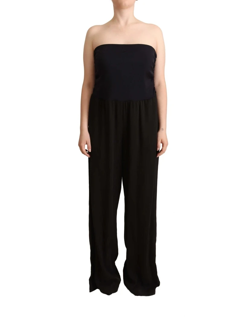 Black Lyocell Strapless Straight Trouser Jumpsuit