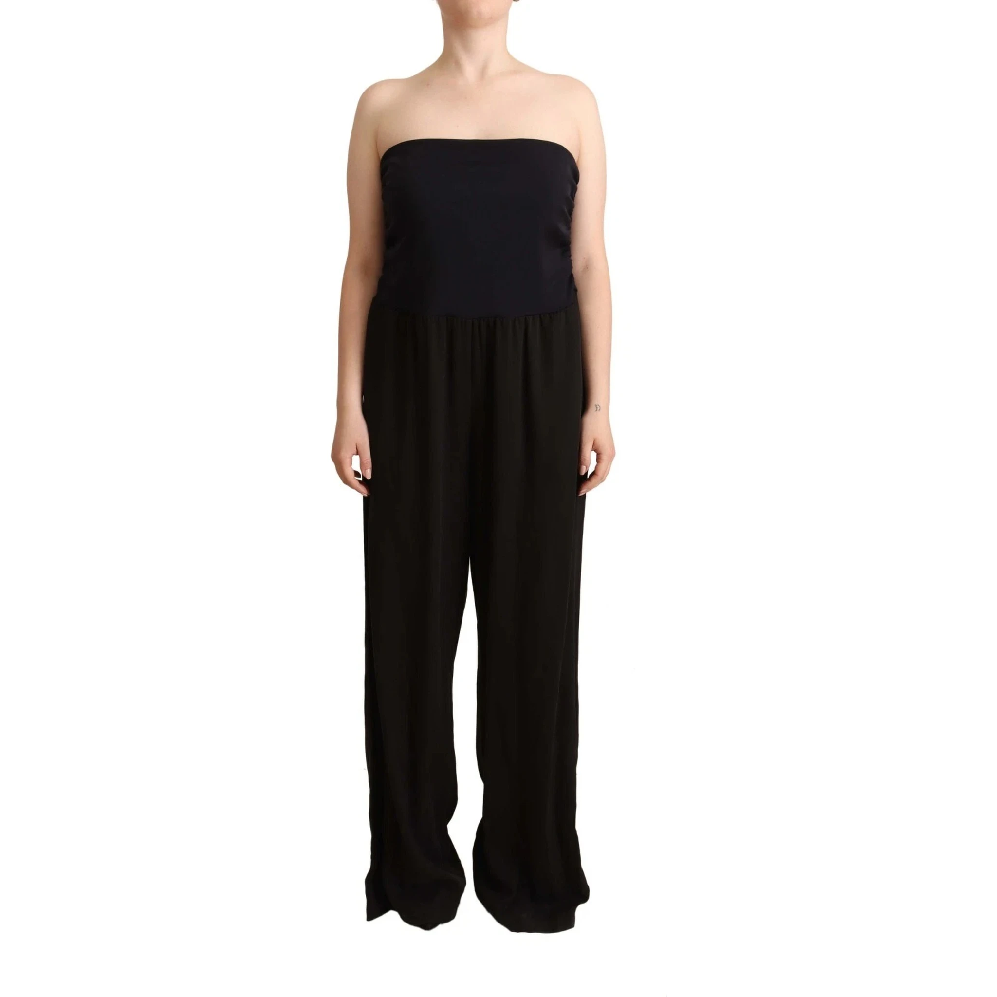 Black Lyocell Strapless Straight Trouser Jumpsuit