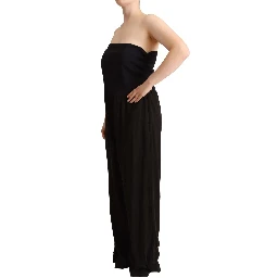Black Lyocell Strapless Straight Trouser Jumpsuit