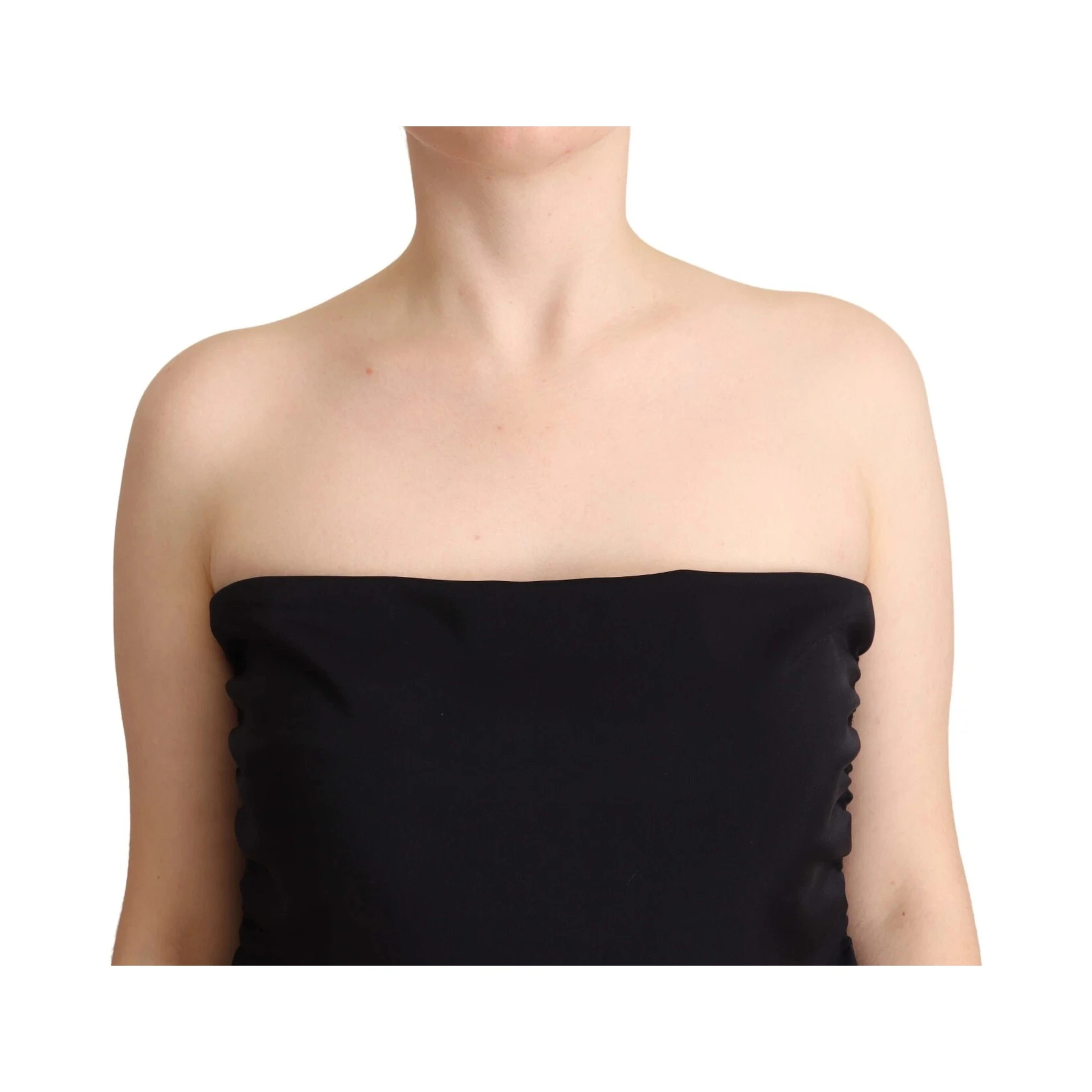 Black Lyocell Strapless Straight Trouser Jumpsuit