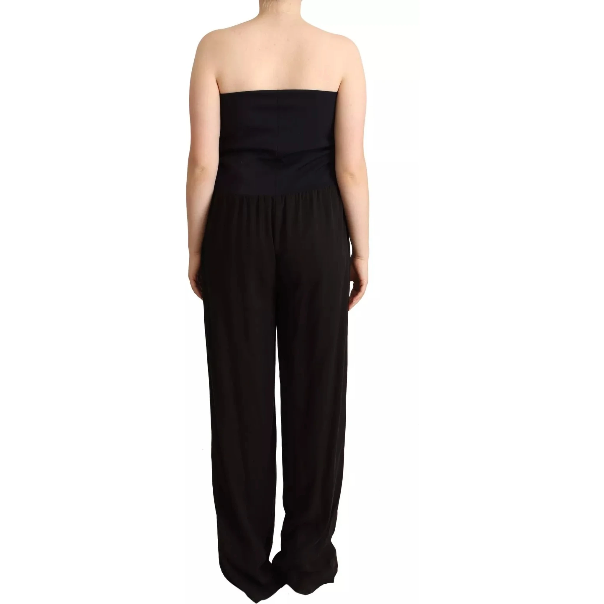 Black Lyocell Strapless Straight Trouser Jumpsuit