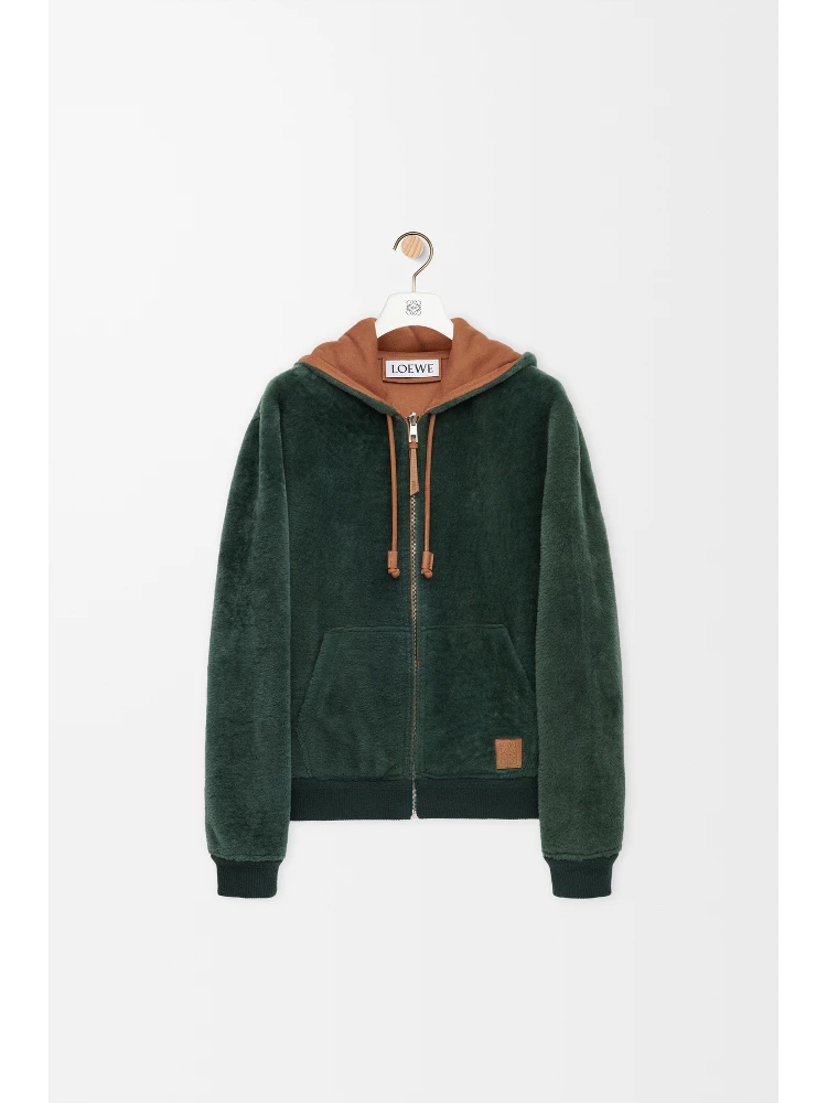 Hoodie sweatshirt in shearling