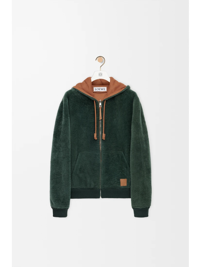 Hoodie sweatshirt in shearling