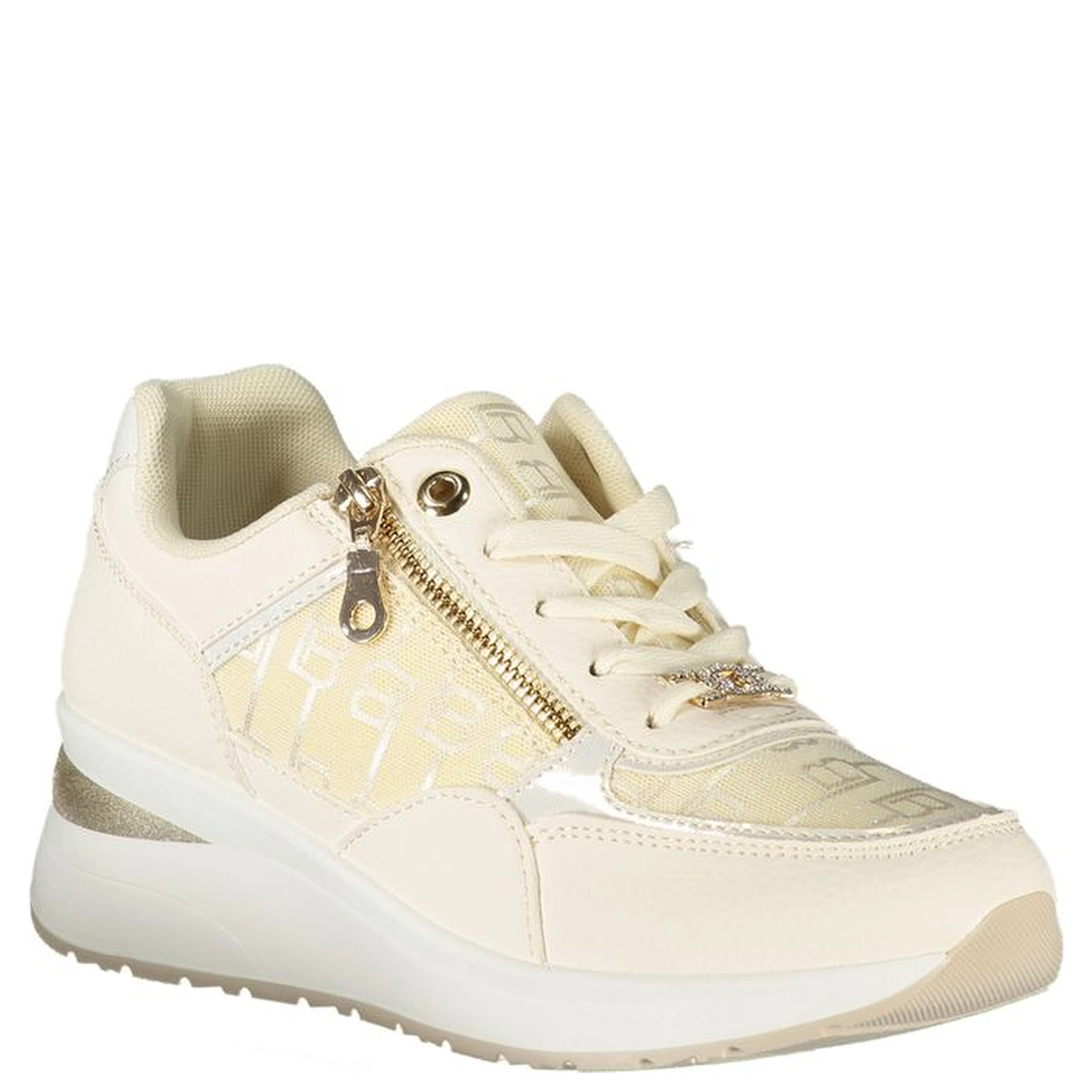 White Polyester Women Sneaker