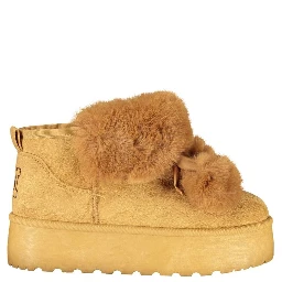 Brown Polyester Women Boot