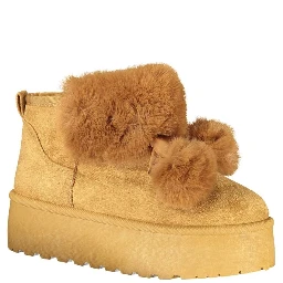 Brown Polyester Women Boot