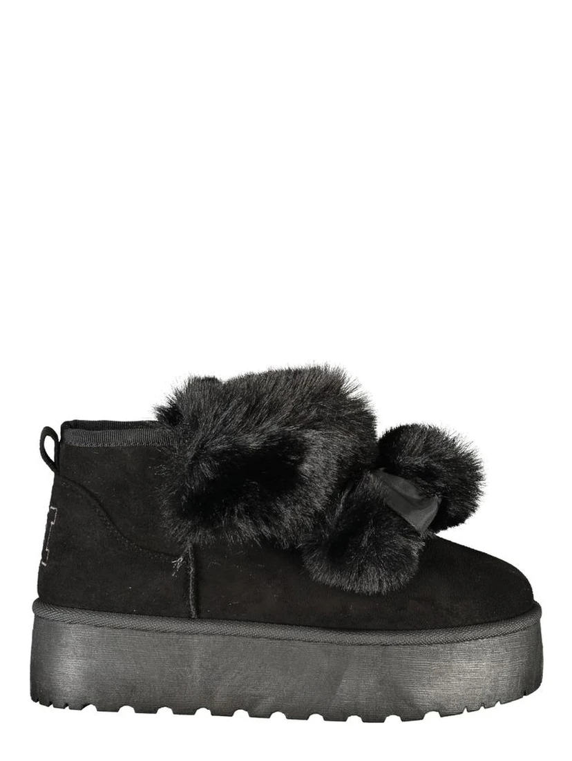 Black Polyester Women Boot