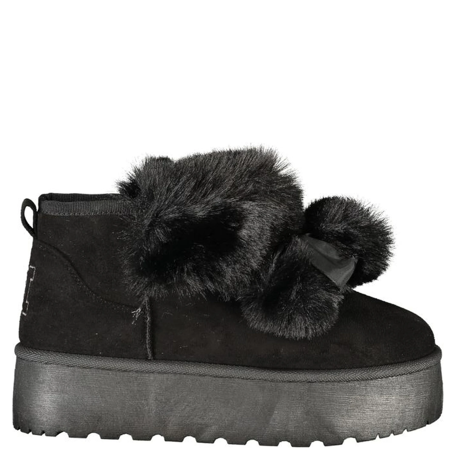 Black Polyester Women Boot
