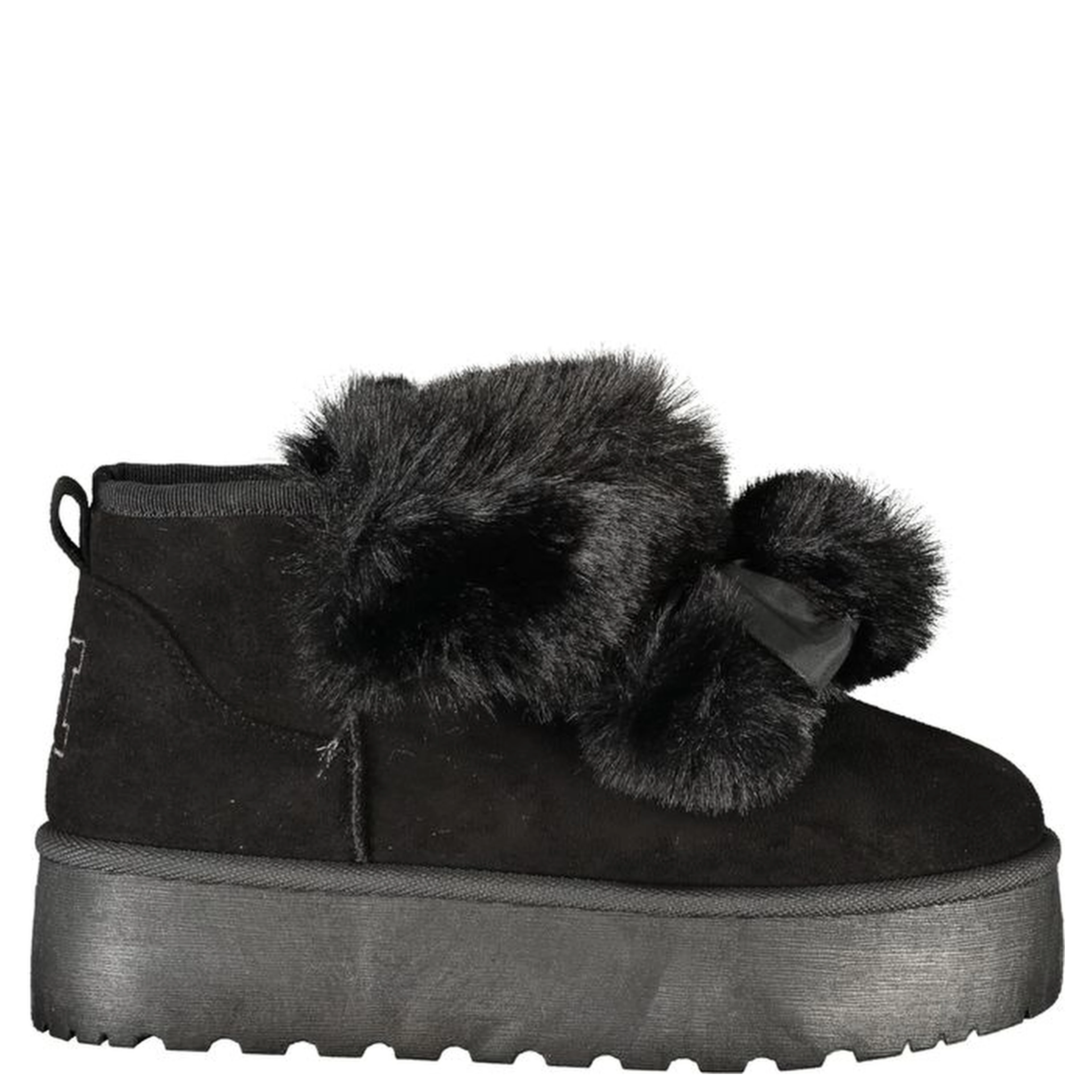 Black Polyester Women Boot