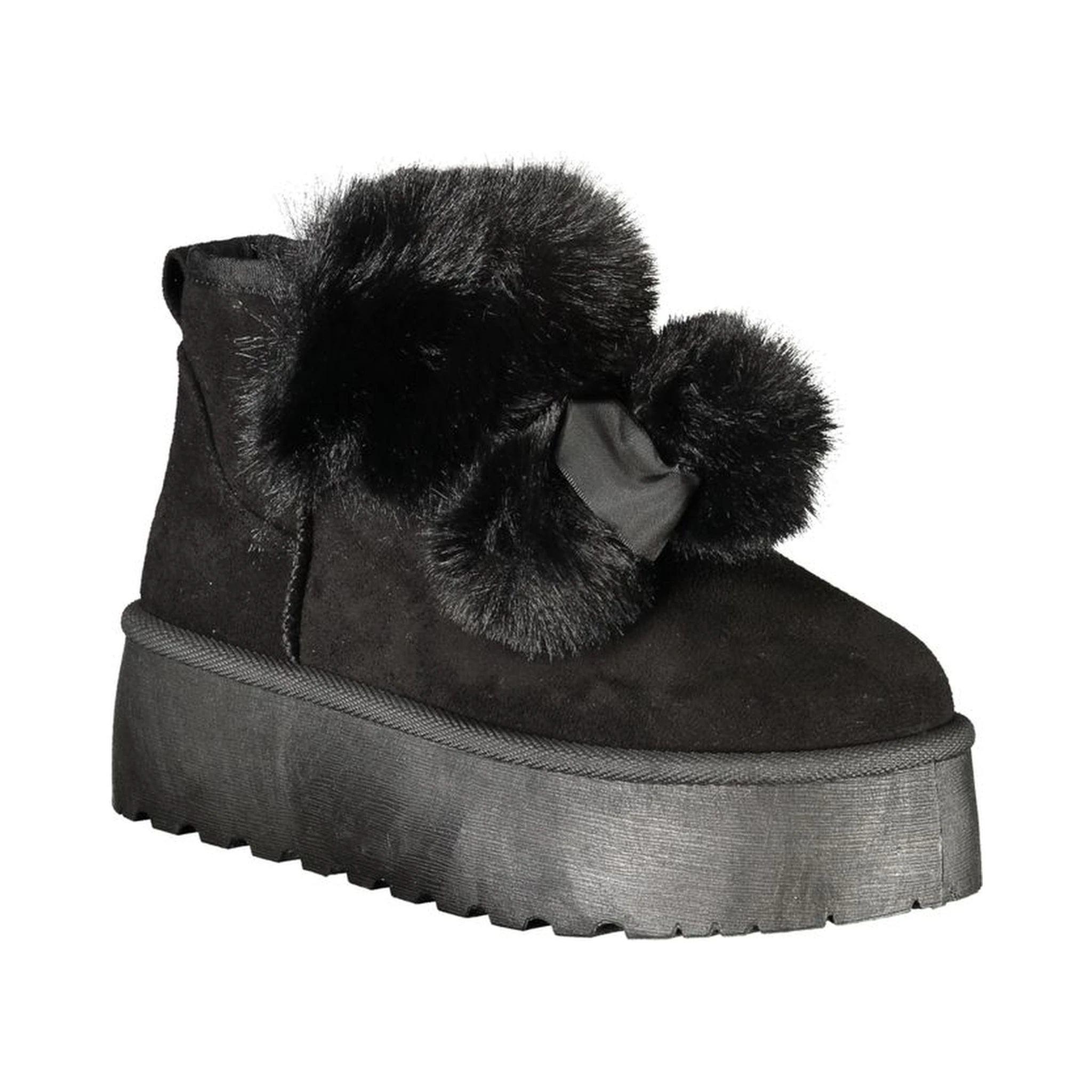 Black Polyester Women Boot