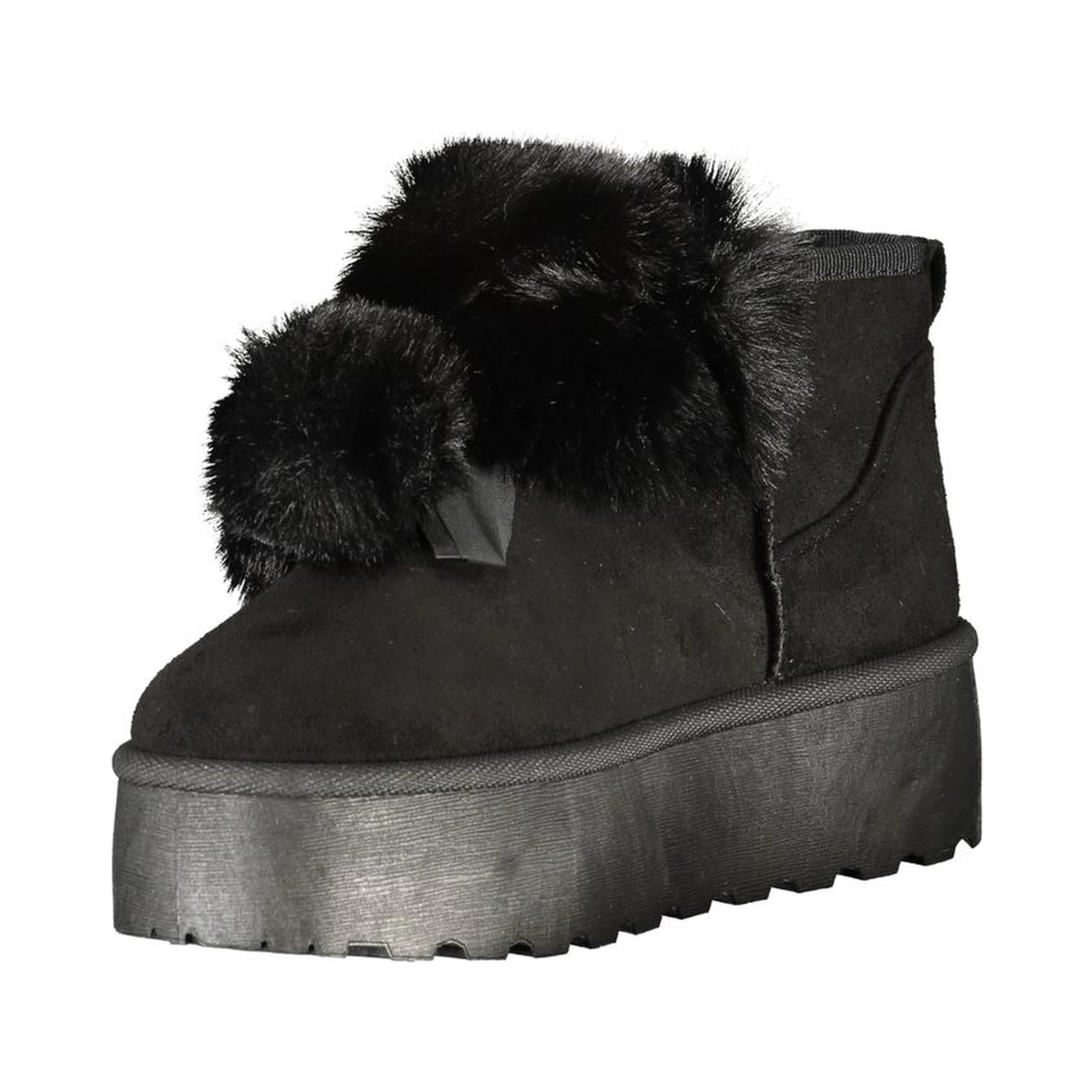 Black Polyester Women Boot