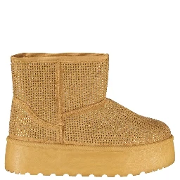 Brown Polyester Women Boot