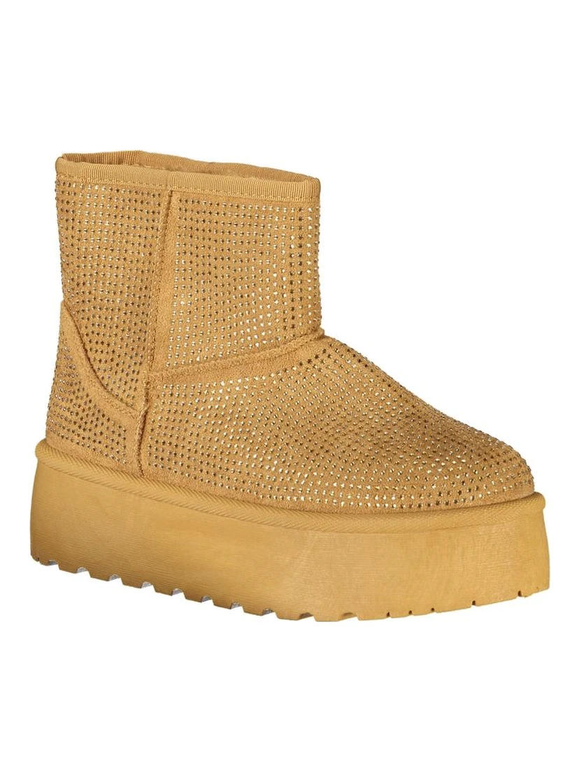 Brown Polyester Women Boot
