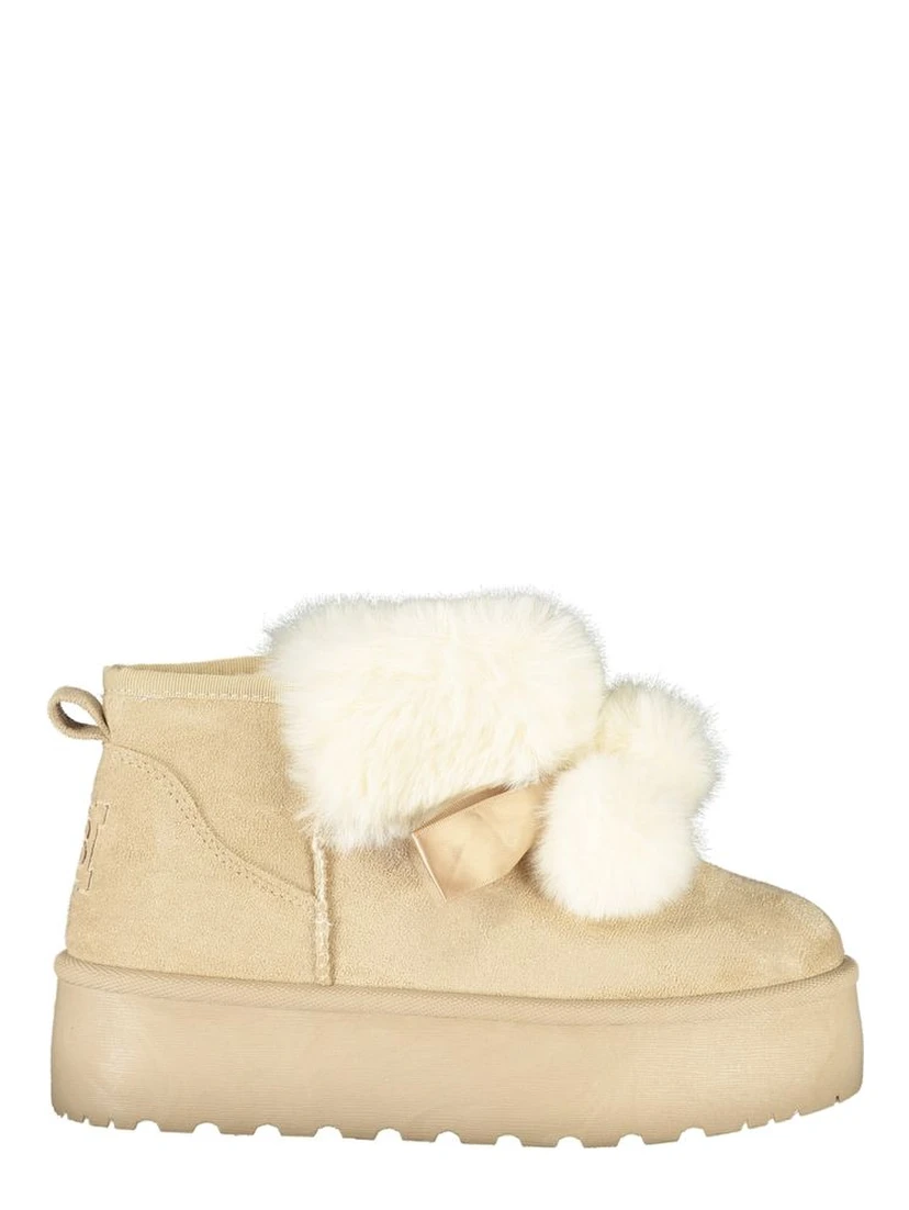 Beige Polyester Women Boot