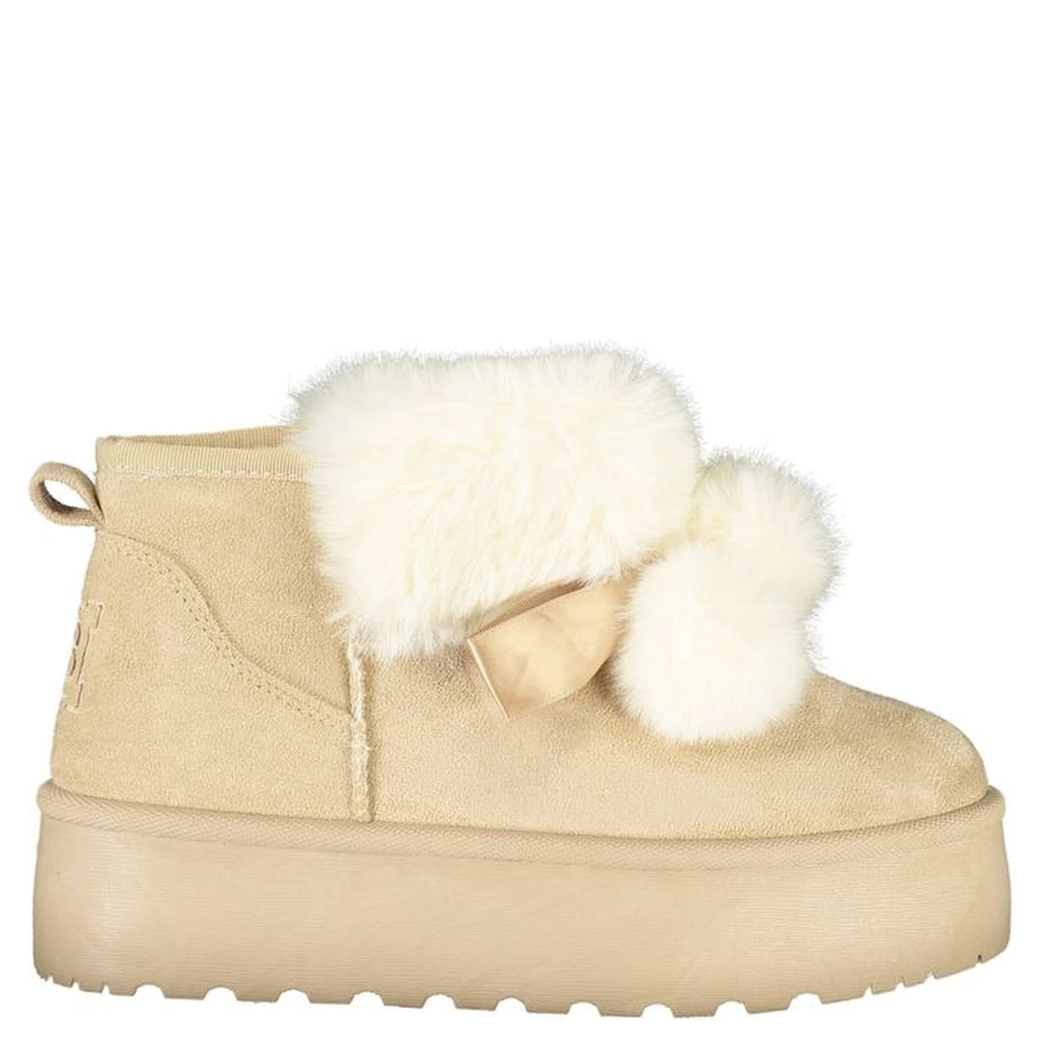 Beige Polyester Women Boot