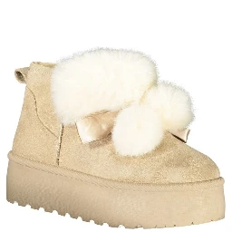 Beige Polyester Women Boot